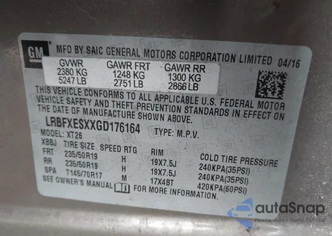 2016 Buick Envision Premium I z USA, uszkodzony, nr VIN LRBFXESXXGD176164